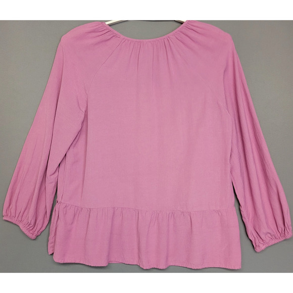 Old Navy Peplum Boho Peasant Top Womens M Dusty Rose V-neck Long Elastic Sleeves - Picture 11 of 12